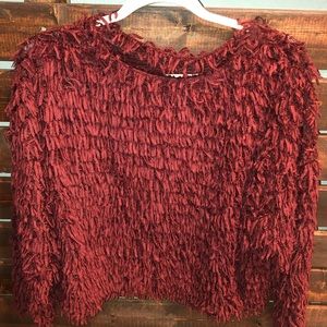 Zara Red Fringe Top